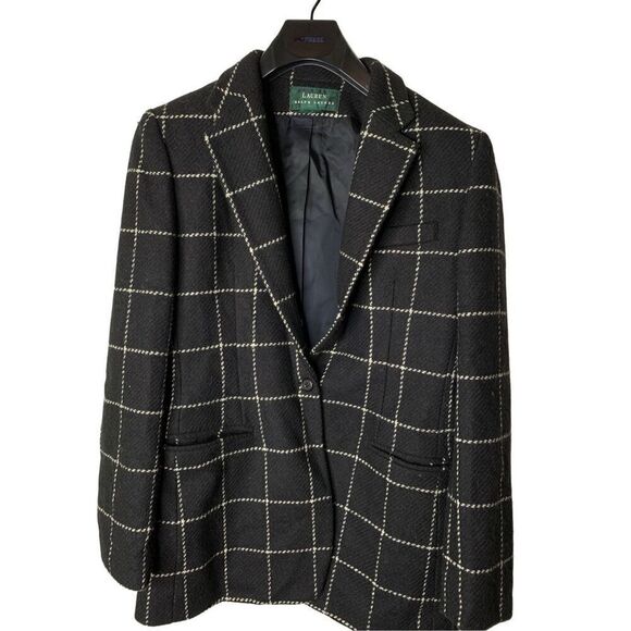 Lauren Ralph Lauren Jackets & Blazers - Lauren Ralph Lauren 100% wool blazer jacket black white women's size 10